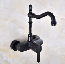 Black Oil Rubbed Brass Kitchen Faucet Bathroom Sink Mixer Tap Wall Mount snf840
