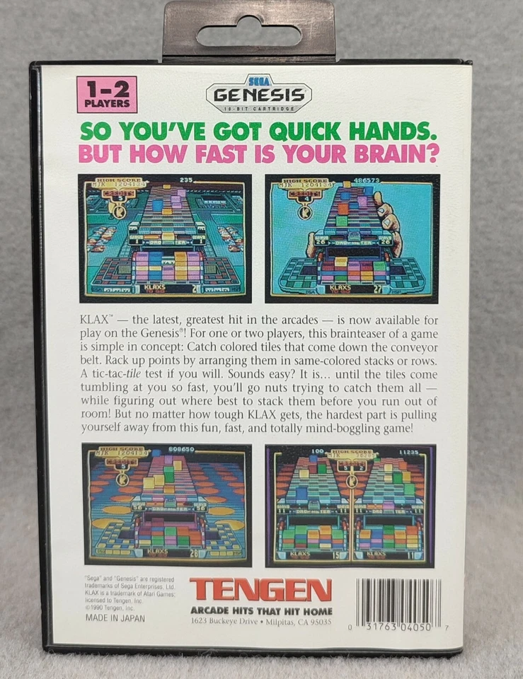 Klax Tengen Arcade Hits Sega Genesis New Vintage Deadstock Not Sealed 1990 - Image 4 of 4