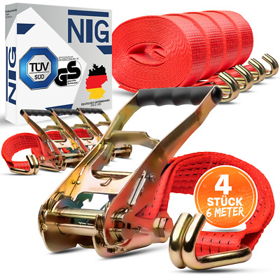 Spanngurt Zurrgurte 6m 5t 4 Stück Set ( 2500 / 5000 daN, KG ) Zweiteilig 50mm