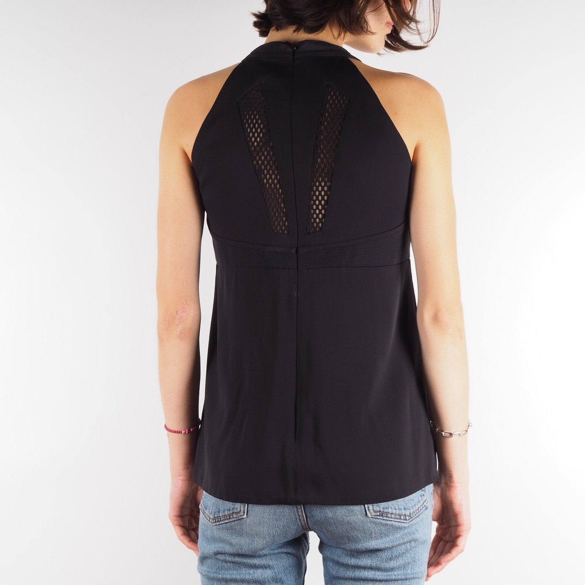 GUCCI Women Black Mesh Corset Type Silk Blouse Top size 42 | eBay