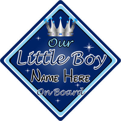 Baby an Bord Autoschild ~ Unser kleiner Junge an Bord ~ d.blau - personalisiert 