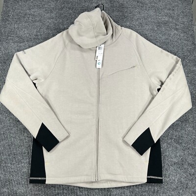 Caterpillar CAT Sweatshirt Mens XL Beige Full Zip Hooded Viral Off New