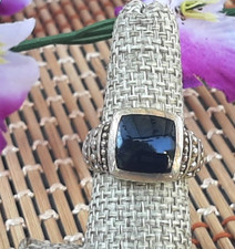 Vintage Black Onyx 925 Sterling Silver Ring  Thailand NS N5 Size 6.5 / 7.4g