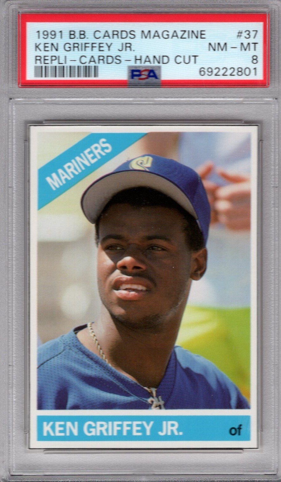 1991 B.B. Cards Magazine 37 KEN GRIFFEY JR PSA 8 NM/MT tuff! Repli