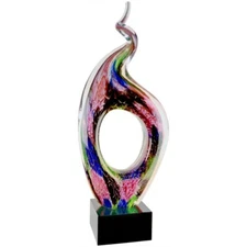 Hand Made glass art sculpture Twist Top Design Art  Deco Era 13 1/2" Rainbow art