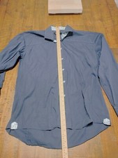 Bogosse Men's Blue Cotton Collared Cuffed Sleeve Casual Button-Up Shirt Size 7