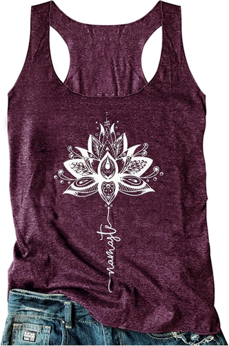 Womens Mandala Vintage Graphic Racerback Tank Tops Summer Casual Loose O-Neck Ta - Picture 7 of 66