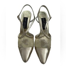 Stuart Weitzman Gold Heels Vintage 90s Pointy Toe Cocktail Wedding Guest Size 7