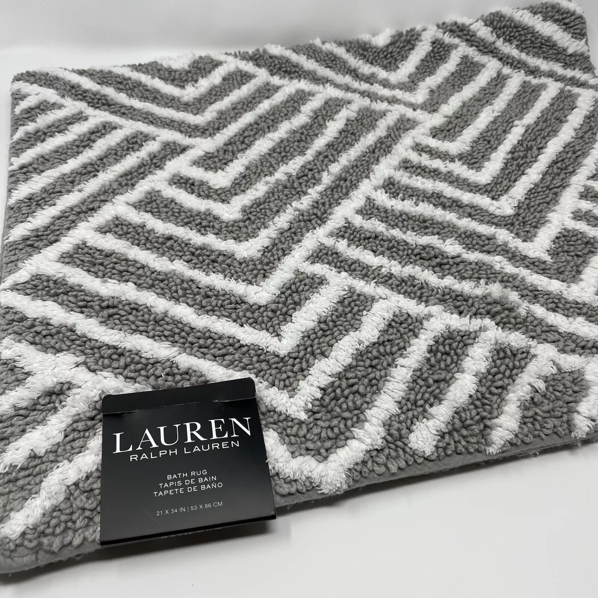 Lauren RALPH LAUREN Bath Rug 21x34 Dark Gray 100 Cotton Anti Slip