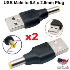 USB 2.0 A Male To 5.5x2.5mm Male Plug 5V DC Power Supply Adapter Connector