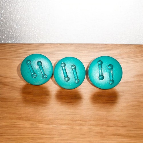 Large Forest Green Buttons Set Of 3 Metal Loop on Back (504} - Picture 6 of 6