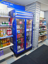 Commercial Upright Double Glass Door Refrigerated Display Case Floor Model