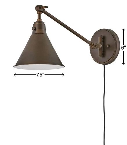 Hinkley Sconce Arti Medium Swing Arm Single Light Sconce 10.25" Olde Bronze - Picture 9 of 10