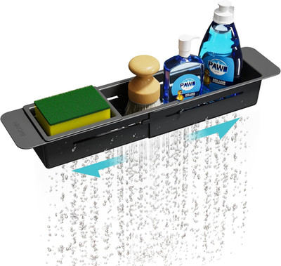 Extendable over Sink Kitchen Organizer, Small Telescopic Brush Storage Rack for 