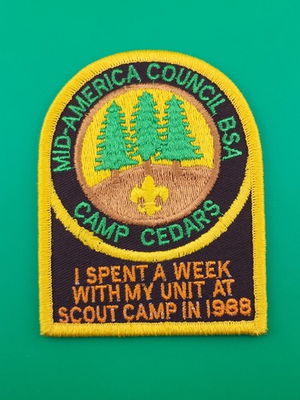 #ad Mid America Council Camp Cedars 1988 Scout Camp Patch BSA Scouts NEW $7.59