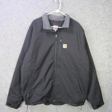 Carhartt Jacket Mens XL Tall Black Softshell Fleece Collar Full Zip Workwear
