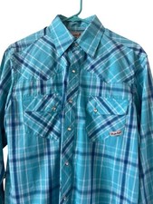 Wrangler Wrancher Pearl Snap Western Shirt Men's Plaid Cowboy Size Medium