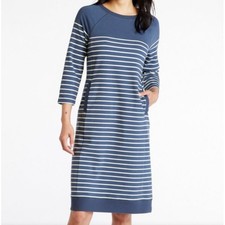 L.L.Bean Striped Crewneck Midi T-Shirt Dress with Pockets Size L