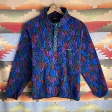 VTG 90s Patagonia Snap-T Synchilla Leaf Pattern Fleece Sweatshirt Large USA