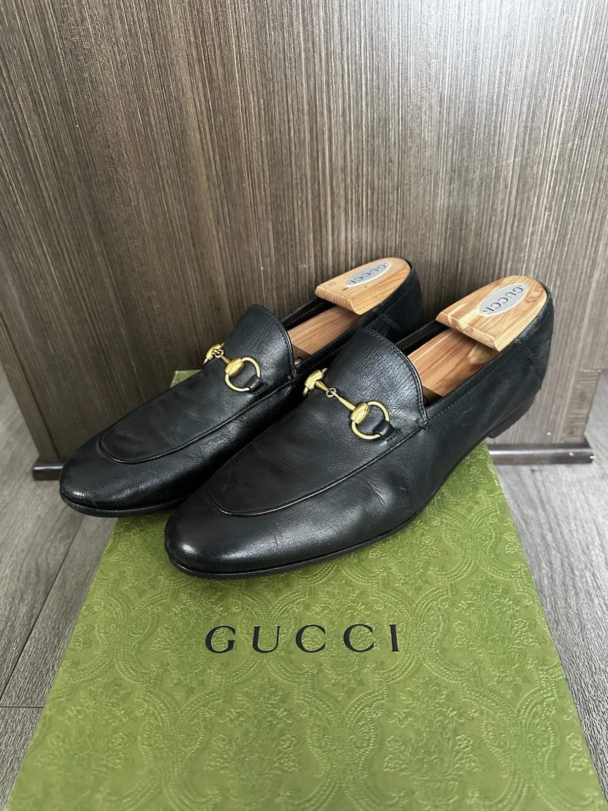 Mocassins Gucci Brixton Horsebit pliables à talons en cuir homme taille 6
