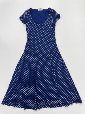 Special Basics Women Navy Blue Polka Dot Fit & Flare Dress Size M Good Cond