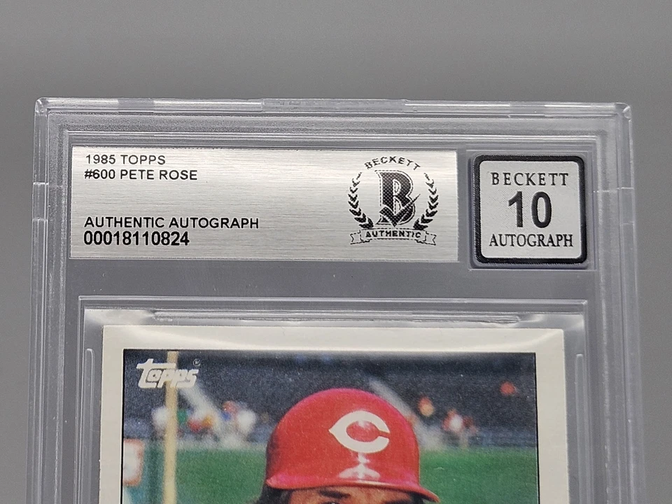 Topps Pete Rose 1985 con tarjeta autógrafo automático BGS 10 Foto 2 de 4