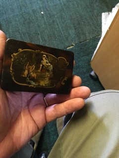antique Victorian papier mâché trinket or snuff box