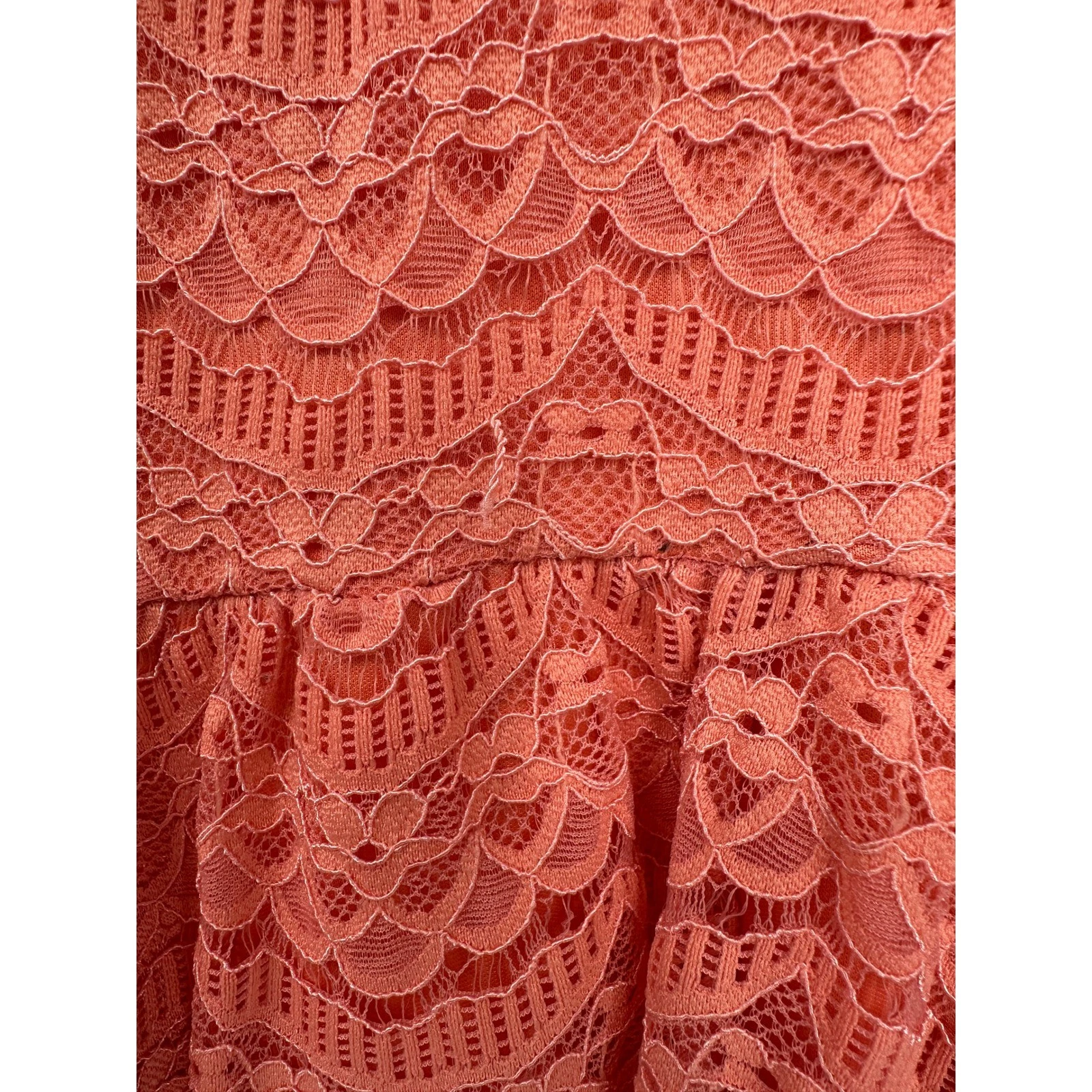 Torrid Coral Orange Lace Peplum Top Size 4 Sleeveless V-Neck Babydoll Boho - product detail image 7