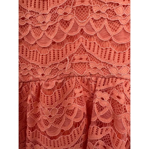 Torrid Coral Orange Lace Peplum Top Size 4 Sleeveless V-Neck Babydoll Boho image 7