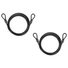 2pcs 3/16" Dia 7.2ft Security Cable Lock Vinyl Coated Steel with Loops Black