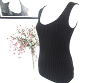 WAYNE ROGERS Black Ribbed Tank Top  Bodycon~ NEW~ S~  Retail $148