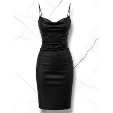 House of CB Luanne Black Vegan Leather Corset Mini Dress S
