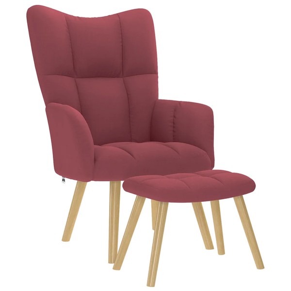 Relaxsessel Mit Hocker Stoff Weinrot Sessel Liegesessel-image