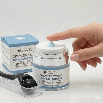 snap 8 vs ghk cu GHK-CU + SNAP-8 Dual Peptide Anti-Aging Copper Glow Face Cream + Derma  Roller