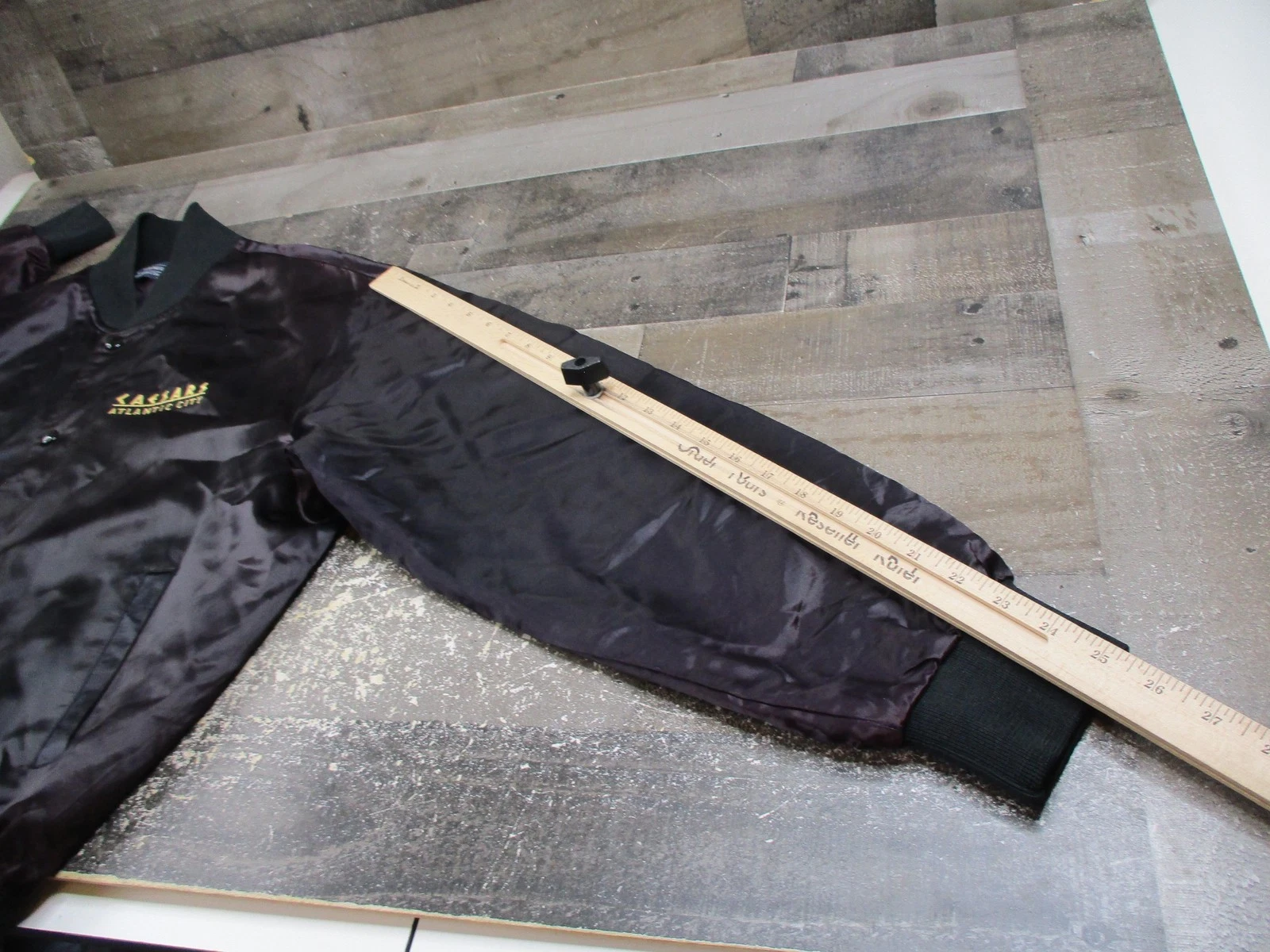 Vintage Caesars Casino Jacket Men XL Black Satin Atlantic City Emperors Club 80s - product detail image 13