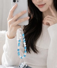 Handmade Blue White Resin Beaded Phone And Bag Charm / Keychain