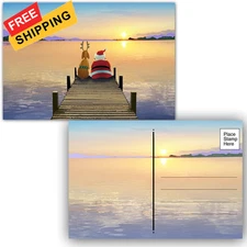 Stonehouse Collection Christmas Postcards - Dock 4 x 6 inches, Sunset 