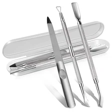 Professional Metal Cuticle Pusher Gel Polish Remover Set with Nail Files Acetone