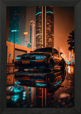 Dubai Neon Nights Framed Wall Art Poster Canvas Print Picture