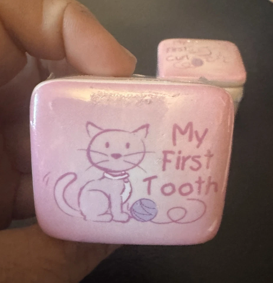 Lote Primera Hucha Bebés, Primera Caja de Dientes, Primera Caja de Rizos, Gatito Gatos Rosa Foto 3 de 4