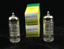 New Qty 2 NOS Amperex by Valvo Hamburg PQ 6686 E81L Gold Pins O Getter Matched