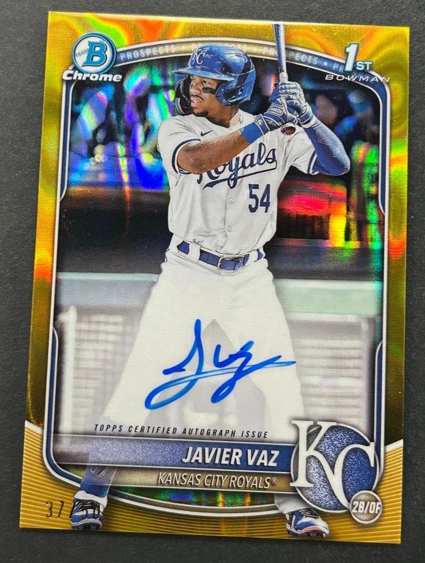 2025 Bowman Chrome 1st - Javier Vaz #CPA-JVA Royals - GOLD Lava AUTO /50