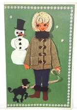 Vintage Girl w Snowman Paper Doll Book Carlsen Copenhagen Denmark 3050-2 Uncut