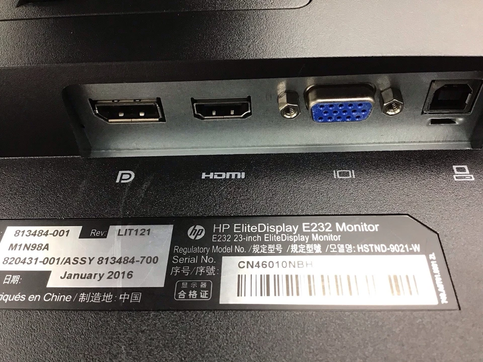 HP EliteDisplay E232 23" Widescreen HDMI Monitor 1920x1080 Stand & Power Cord - Image 2 of 3