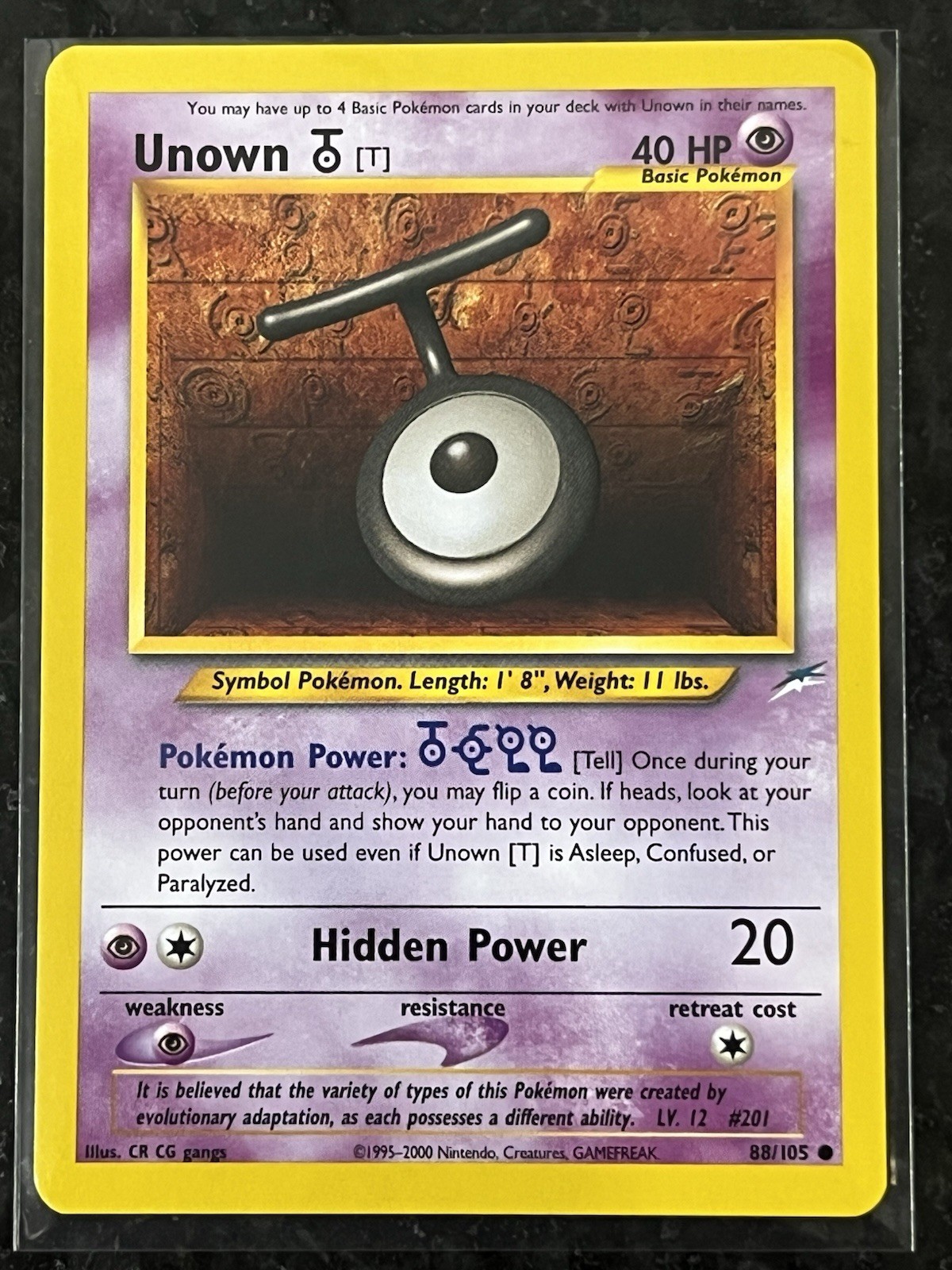 2002 Pokemon Neo Destiny Unlimited #88 Unown T, C, NF, cd1