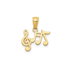 14k Yellow Gold Treble Clef Pendant Musical Notes Charm Necklace for Women Unise