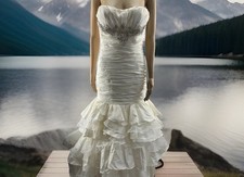 Casablanca 2034 Bridal Strapless Tulle Bridal Gown Ivory/Sz 10 PREOWNED