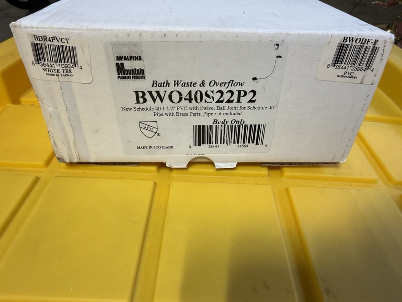 Alpine Mountain BV040S22P2 Bath Waste Overflow Kit 1-1/2” PVC w/ Brass Parts NEW