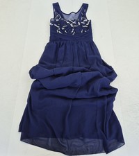 QUIZ Dress 8 Navy Womens Polyester Blend Sleeveless Midi