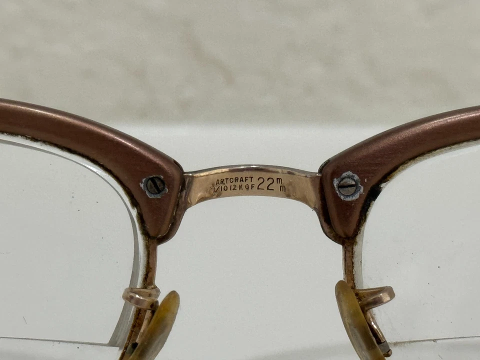 复古艺术工艺品铝眉眼镜框 46-22 美国制造 — 第 4/4 张图片